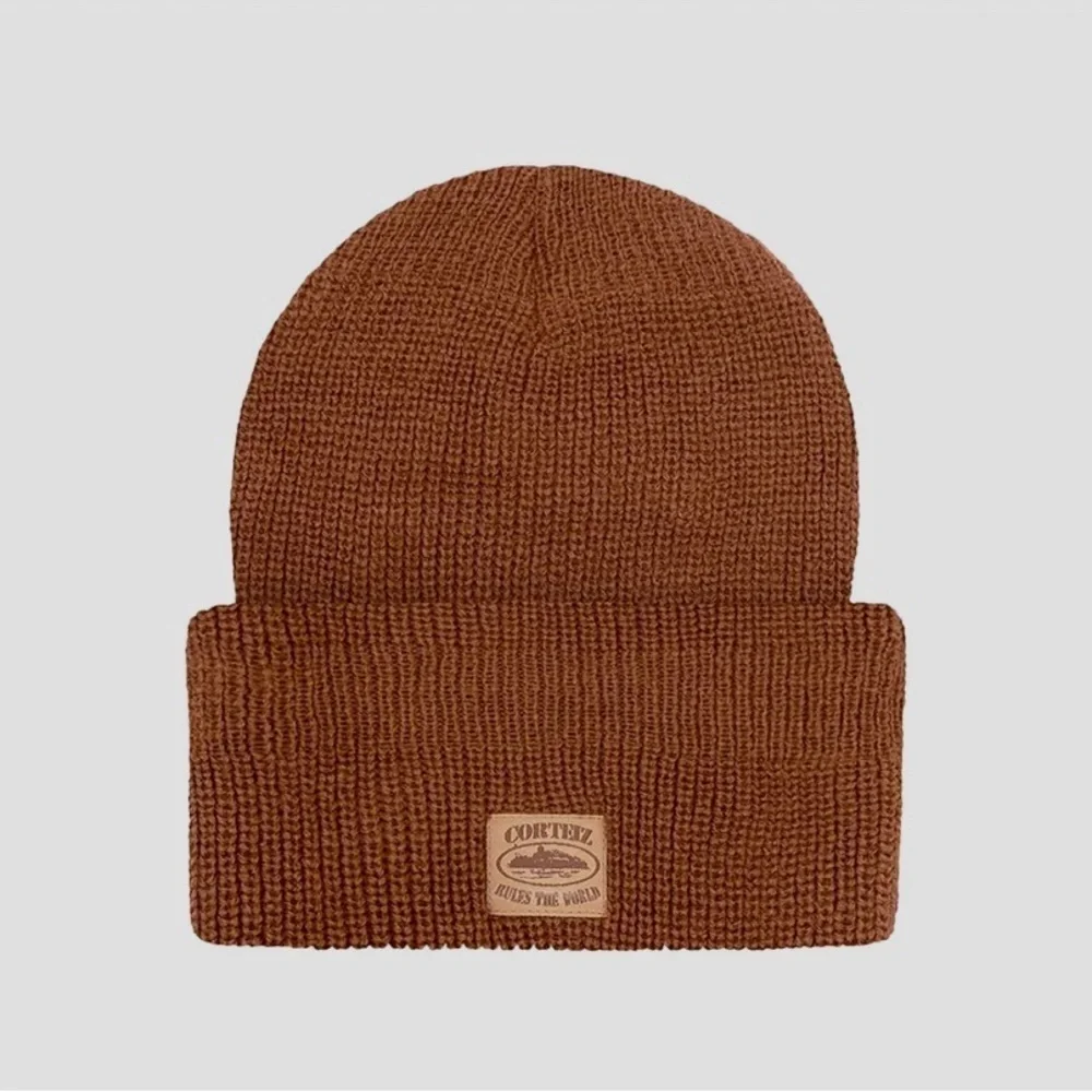Corteiz rules the world Knit Brown Ski-Mask beanie